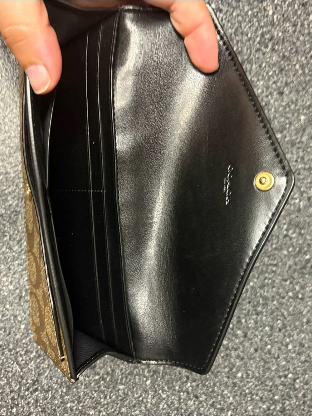 Coach Two-Tone Signature Canvas & Black Leather Wallet - Picture 6 of 8